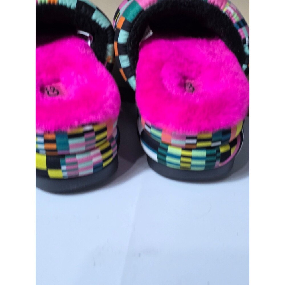 UGG Colorblock Puffy Slide Slippers Women’s Size 8 – Neon Pink Multi Color Check - Picture 6 of 8
